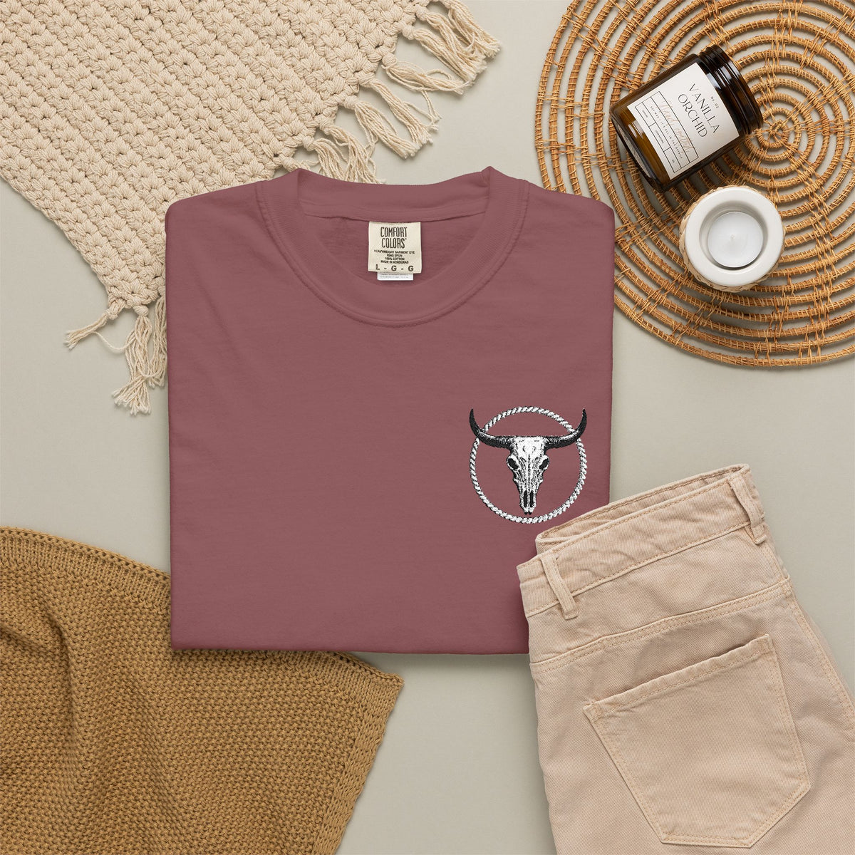 Mntain Outlaw Embroidered Unisex Garment-Dyed T-shirt