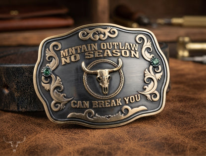 MNTAIN OUTLAW "No Season Can Break You" Western Belt Buckle