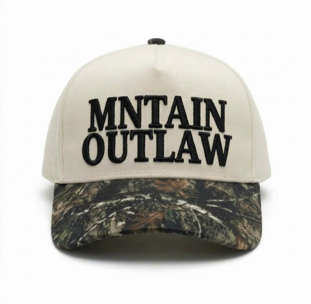 MNTAIN OUTLAW - Cream / Woodland Camo 5-Panel